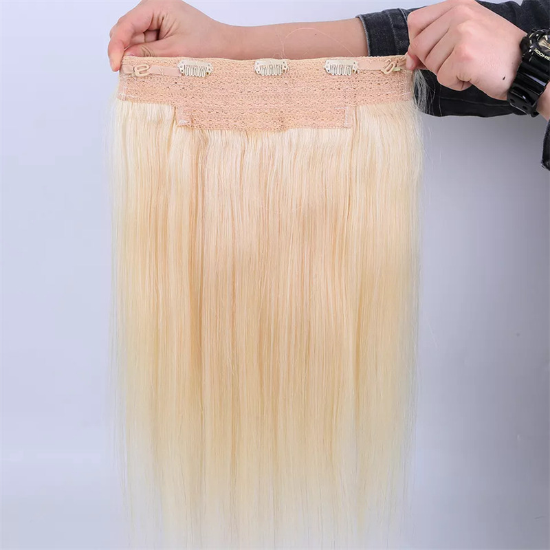 Blonde Halo Silky Straight Clip In Invisible Hair One Piece 100% Remy Halo Hair Extensions